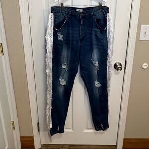 AP Blue Jeans by Aphrodite white fringe size 3X